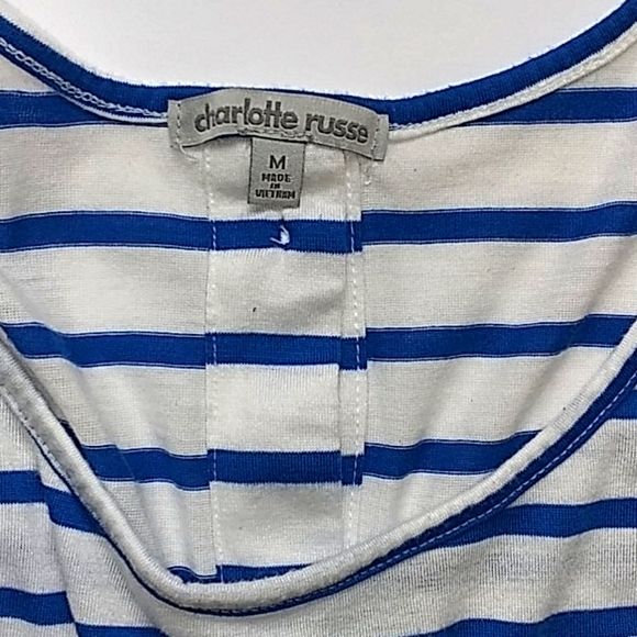 Charlotte Russe Blue Striped Front Pocket Top - Picture 5 of 5